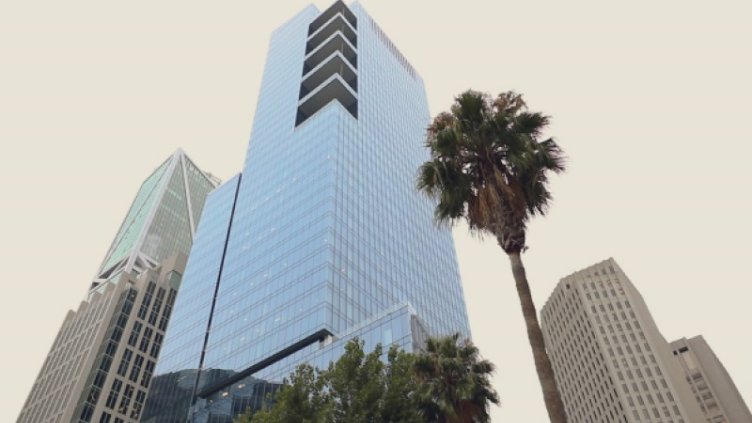 Bottom view of real estate buildings